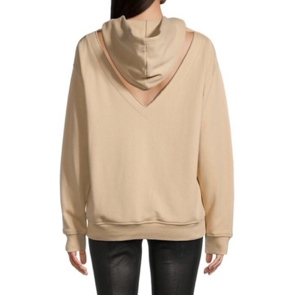 Hudson Jeans Back Cut out Cotton Hoodie Women’s Small Tan Camel Neutral Fall - Picture 1 of 16